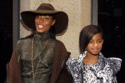 Willow Smith, leopard print coat, Jada Pinkett Smith, hat brown hat, brown jacket, necklace