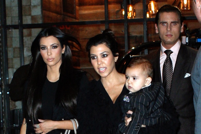 Kourtney Kardashian, black top, Mason Disick, Scott Disick, Kim Kardashian