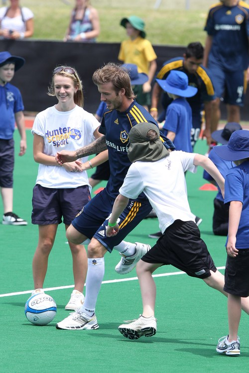 David Beckham, blue shirt, blue shorts, LA Galaxy