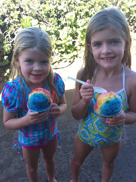 Sam and Lola Sheen with snocones