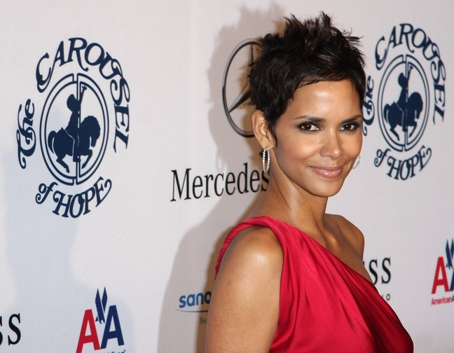 Halle Berry red dress, red silk dress