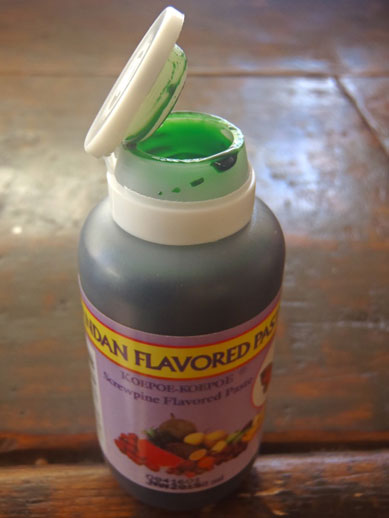 a open bottle of Pandan food coloring paste