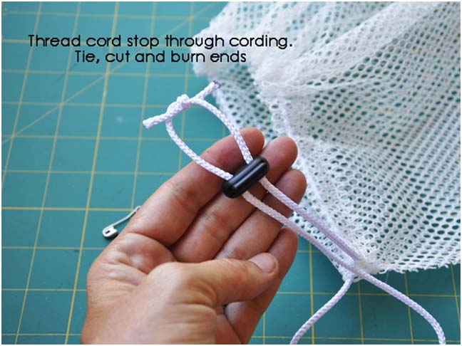 thread cord through mesh bag