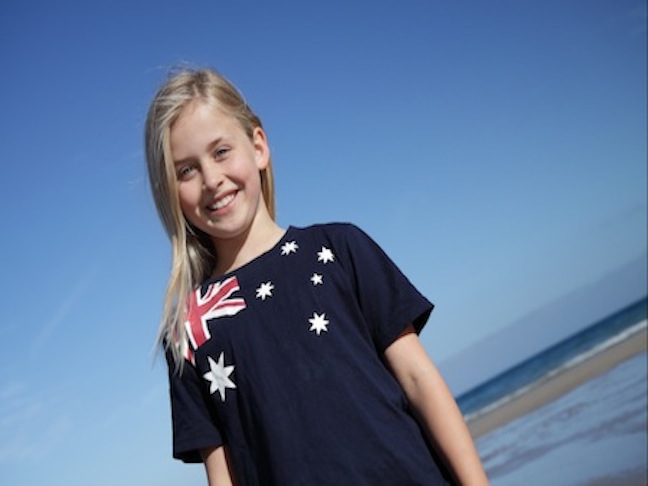 girl in australian tee shirt