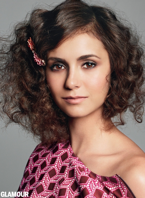 nina dobrev with wavy hair