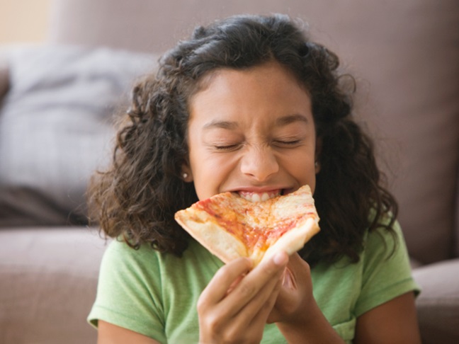 Girl Eating Pizza