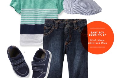 Baby Boy Outfit in Mint, Navy, White, and Gray from The Kids' Dept. for Momtastic