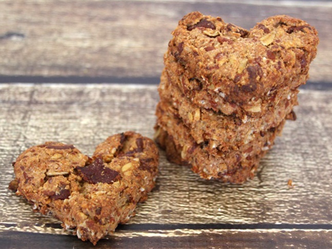 bacon and cheddar homemade dog treats shaped like a heart