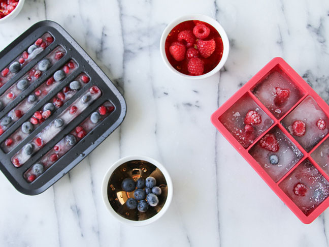 Frozen Ice Cubes with Fruit for the Fourth