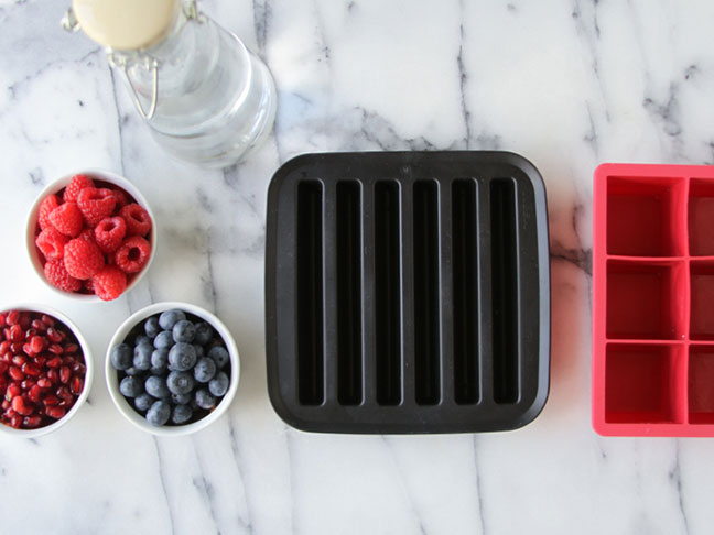 Supplies for Fruit Ice Cubes Fourth of July