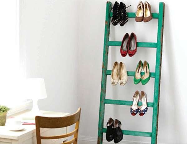 Ladder-As-Shoe-Storage