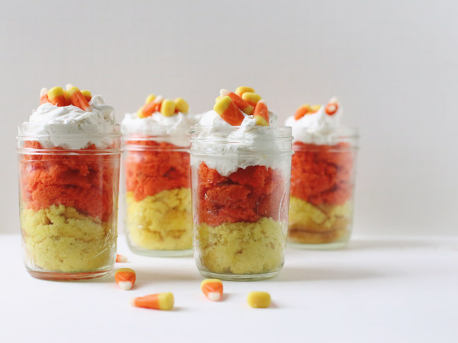 Candy Corn Cake in a Jar