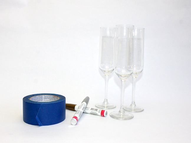 Easy DIY New Years Eve Hand Painted Champagne Flutes; kelly ladd sanchez; klscrafts.com; momtastic.com