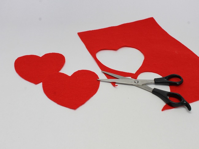 step 1 cut hearts from felt