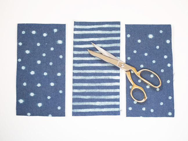 denim-polka-dot-stripe-fabric-gold-scissors