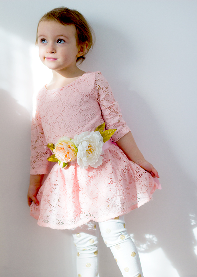 floral sash girl pink dress