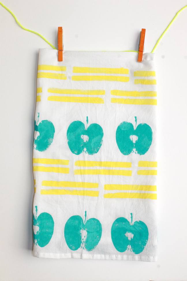 DIY Geometric and Fruit Stamped Dishtowels