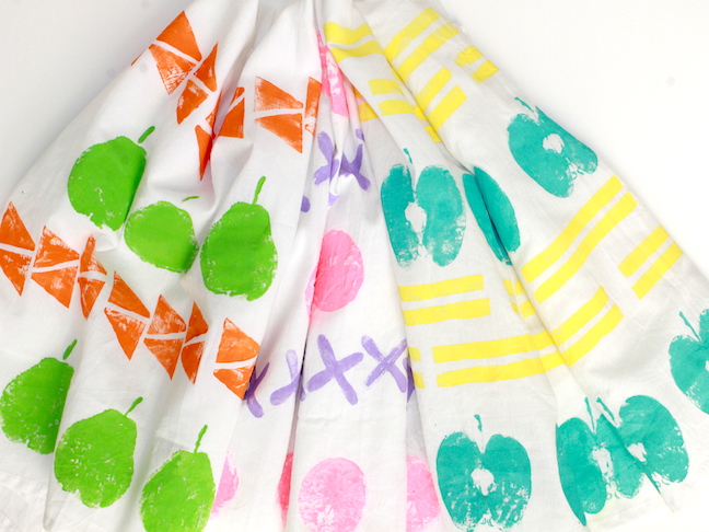 DIY Geometric and Fruit Stamped Dishtowels