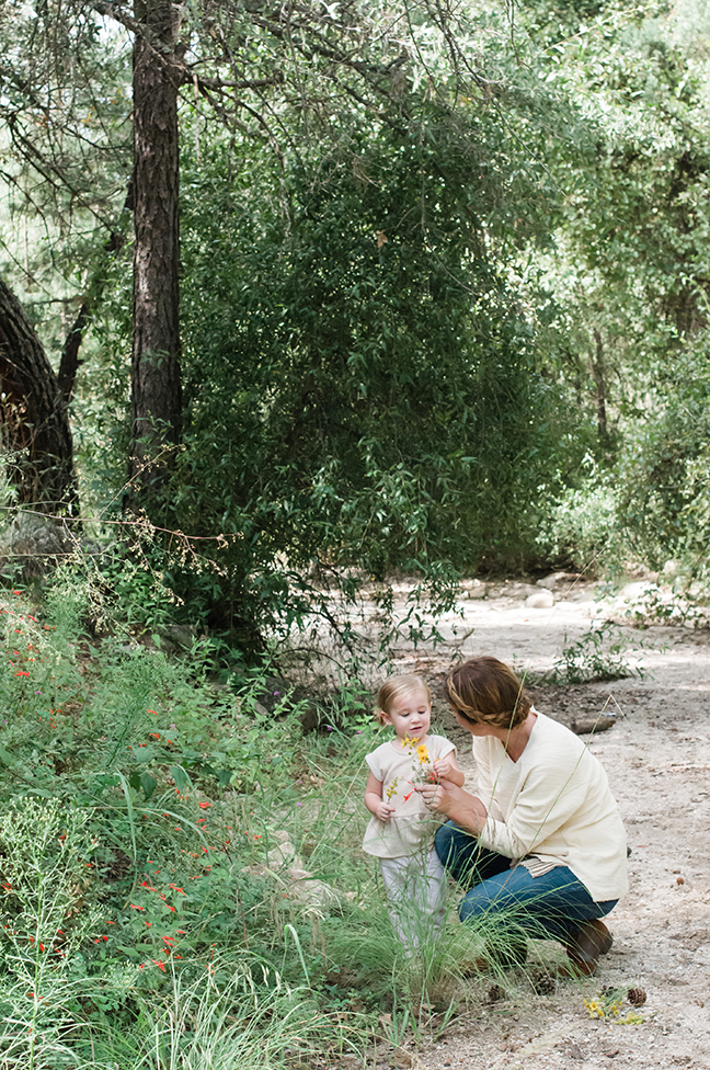 foraging for leaves on a nature walk with kids