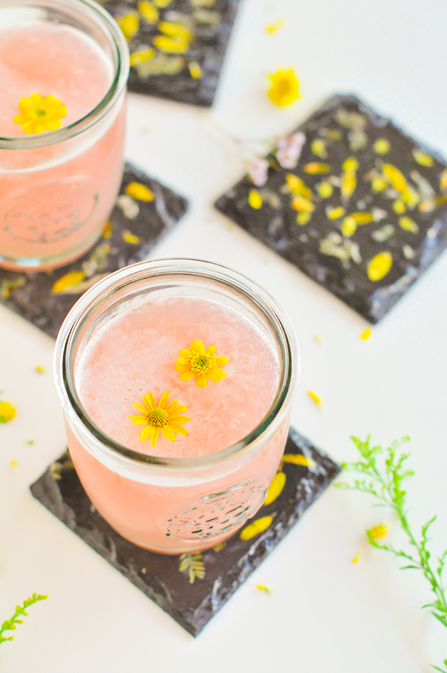 foraged leaves in drinks and placed on DIY leaf art coasters