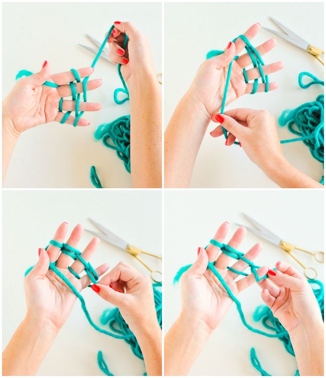 step by step instructions for fingerknitting garlands