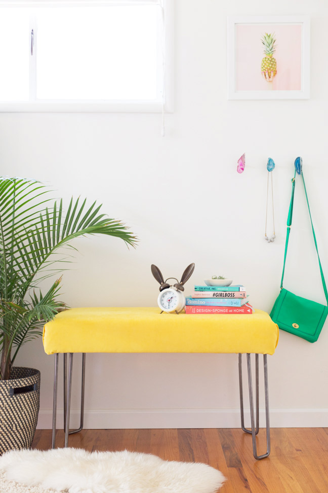 diy-yellow-velvet-bench1