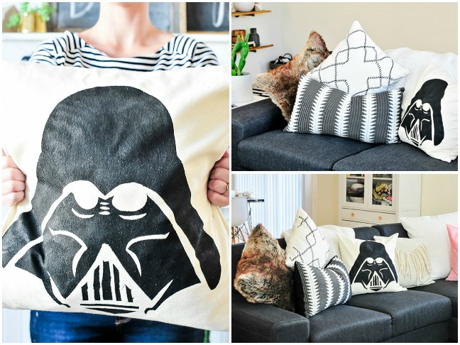 DIY Darth Vader Stenciled Throw Pillow