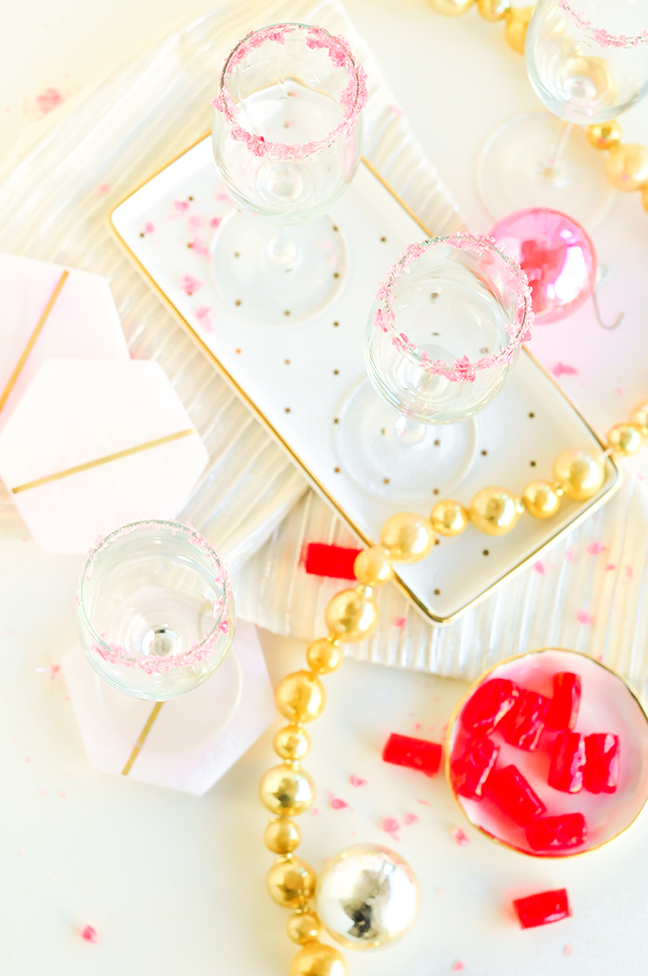 candied rim champagne flutes