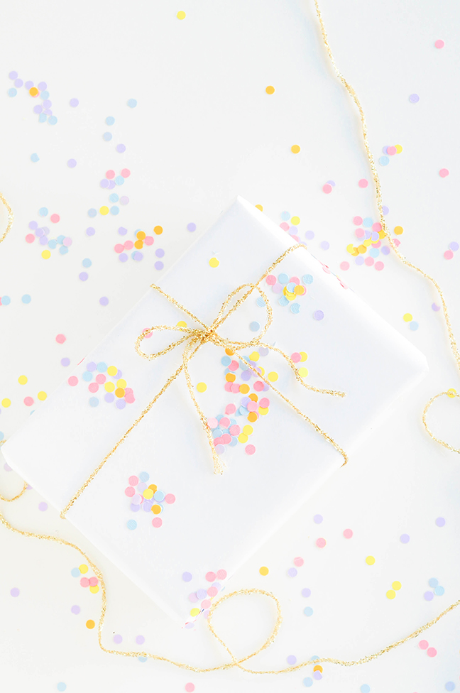 DIY Polka Dot Confetti Gift Wrap