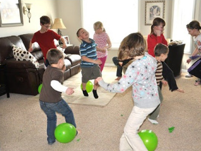 balloon stomping kids