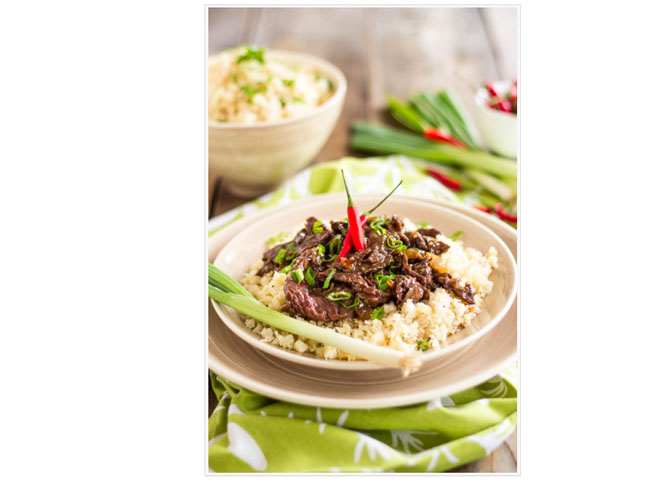 mongolian beef with cauliflower rice