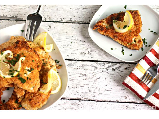 matzo breaded chicken breasts with lemon