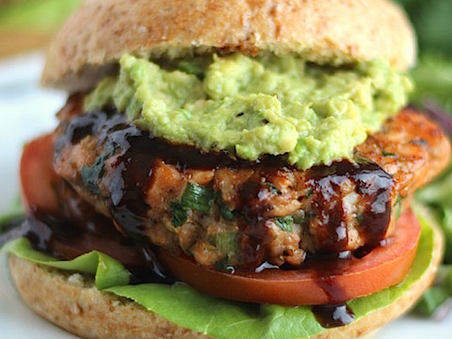 asian burger with guacamole