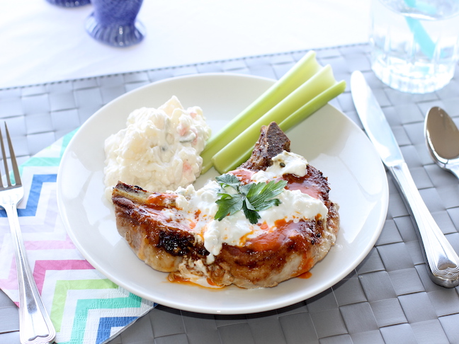 buffalo cheese pork chops