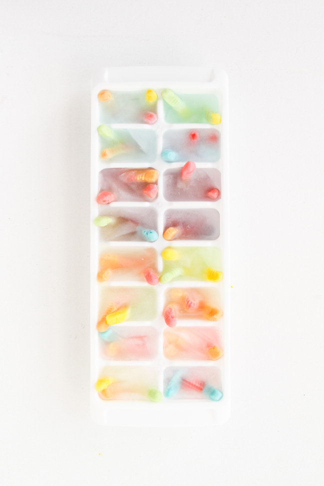 DIY Gummy Worm Ice Cubes