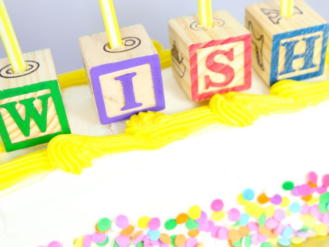 wish wood block birthday candles