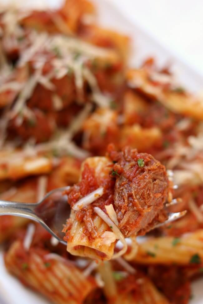 Slow Cooker Beef Ragu Over Pasta