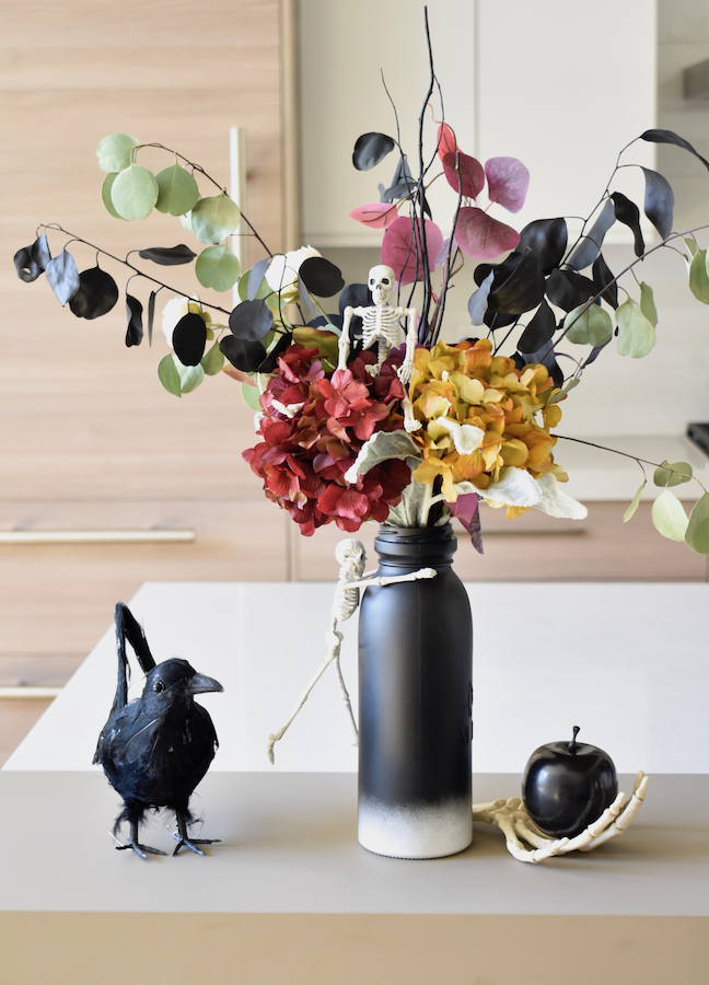 How To Transform Fall Flower Arrangement To A Spooky Boo-quet