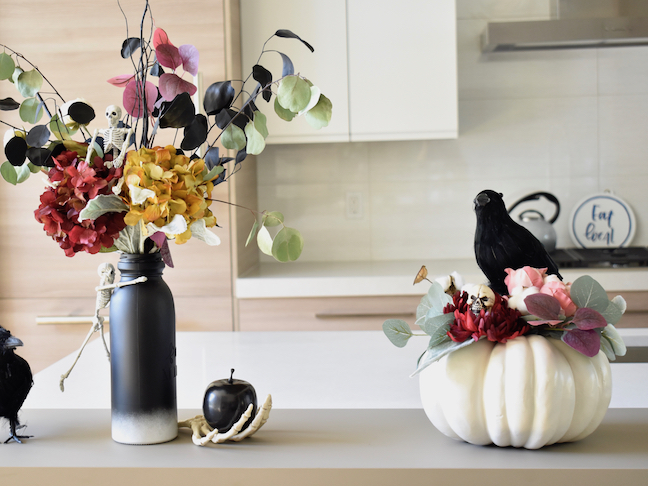 How To Transform Fall Flower Arrangement To A Spooky Boo-quet