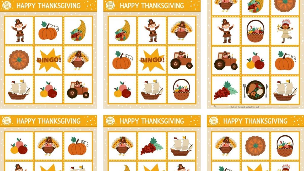 Thanksgiving bingo, one of the many activities one can do with their kids this holiday season.