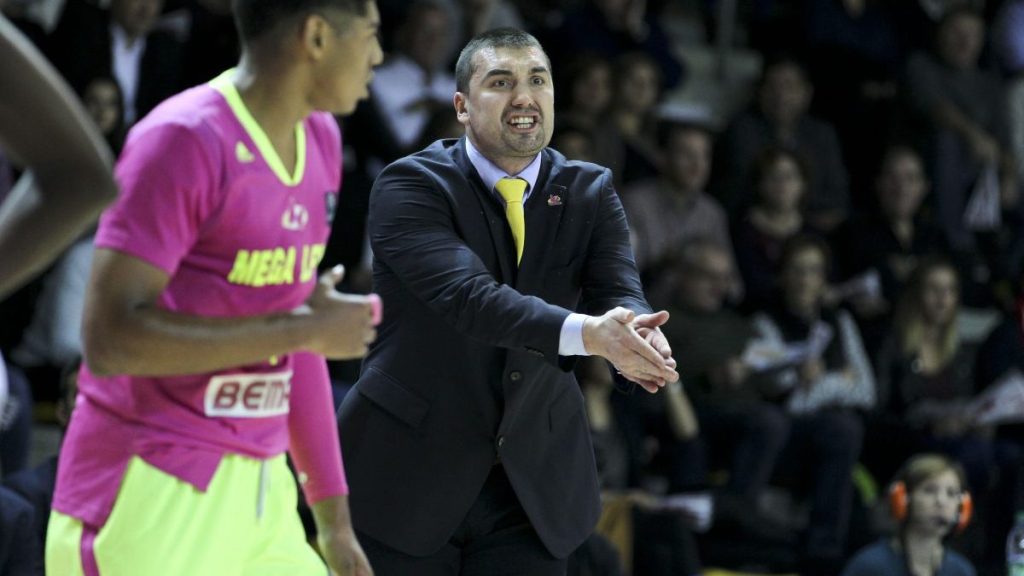 Head Coach Mega leks team Dejan Milojevic reacts during SIG Strasbourg v Mega Leks from gameday 5 in the Basketball Champions League in Strasbourg, France, on 16 November 2016.