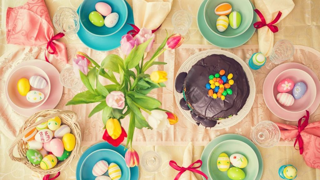 table set up for Easter celebration