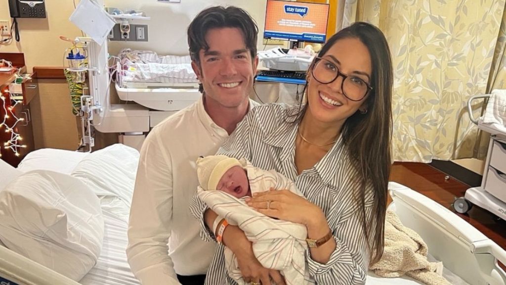 Olivia Munn with husband John Mulaney and new baby.