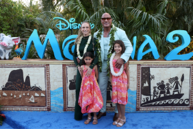 Lauren Hashian, Tiana Johnson, Dwayne Johnson and Jasmine Johnson attend the World Premiere of Walt Disney Animation Studios' "Moana 2" in Kapolei, Hawaii on November 21, 2024.