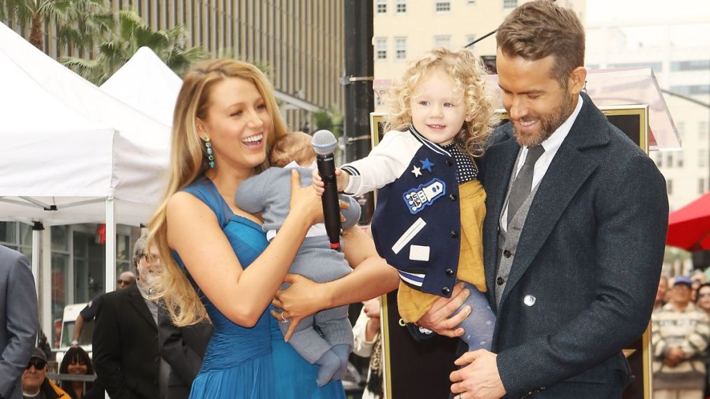 Ryan Reynolds and Blake Lively with their, children attend the ceremony honoring actor Ryan Reynolds with a Star on The Hollywood Walk of Fame held on December 15, 2016 in Hollywood, California.