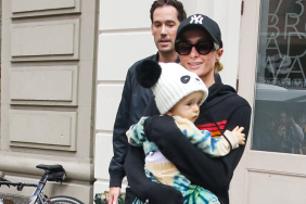 Carter Reum, Paris Hilton with son Phoenix Barron Hilton Reum are seen on October 18, 2023 in New York City.