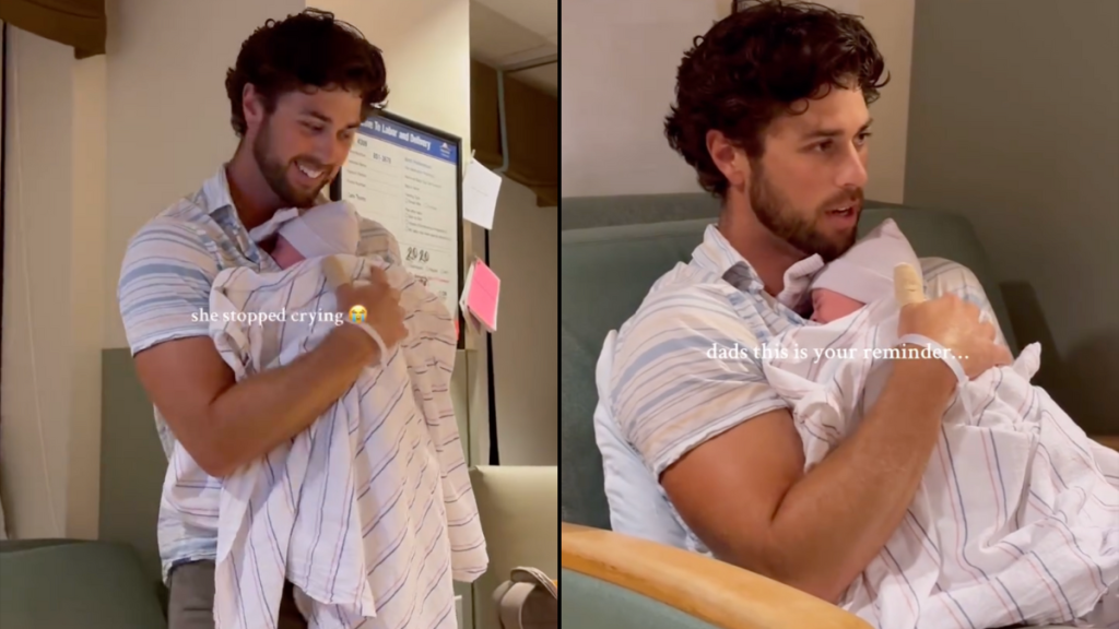 dad hug baby video