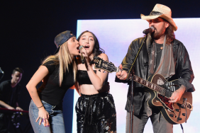 Miley Cyrus, Noah Cyrus, and Billy Ray Cyrus perform onstage during Katy Perry "Witness: The Tour" at Madison Square Garden on October 6, 2017 in New York City.