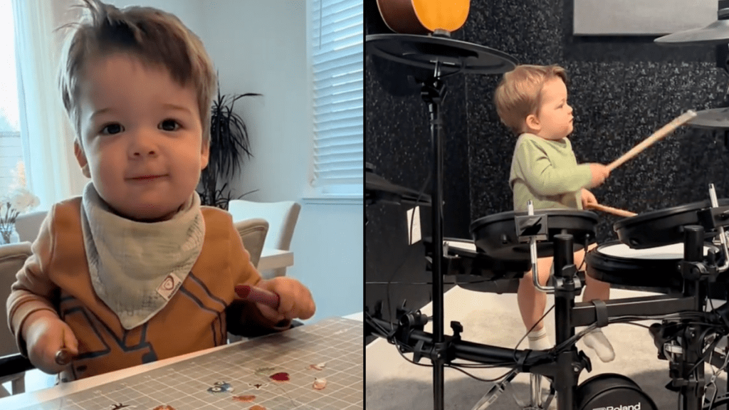 baby drumming video