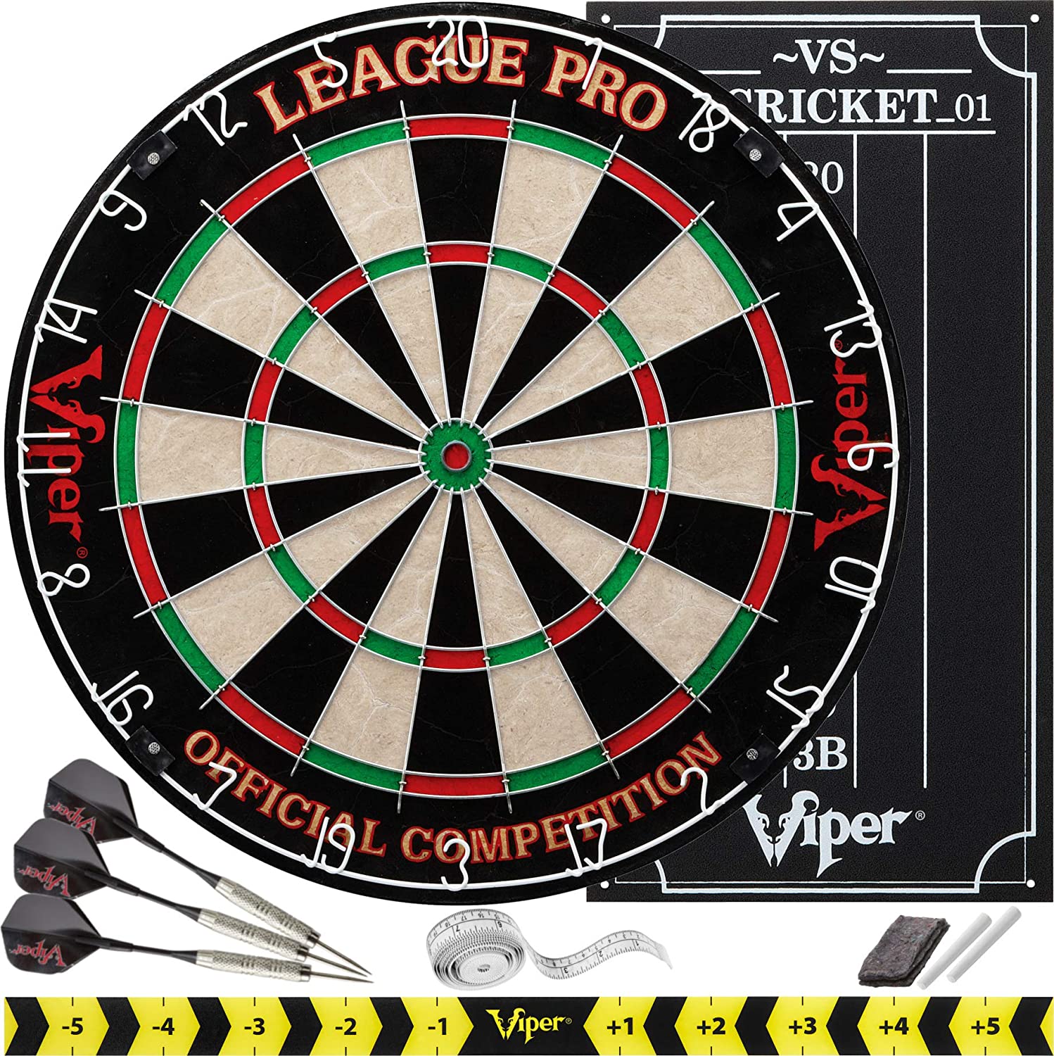 Viper League Pro Regulation Bristle Dartboard Set